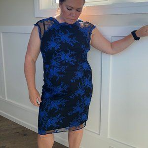 Blue Embroidered Adrienne Papell Dress